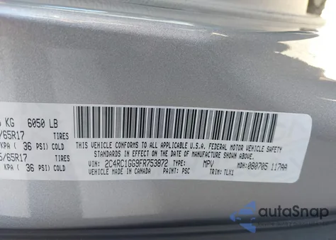 2015 Chrysler Town & Country Limited Platinum z USA, uszkodzony, nr VIN 2C4RC1GG9FR753872